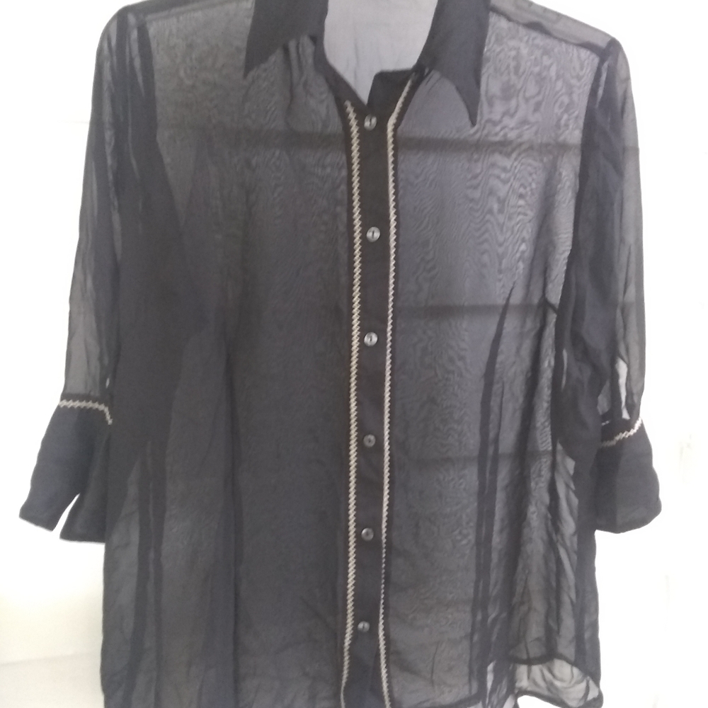 Vintage Maxi Sheer Blouse, XL-2 - Picture 4 of 14